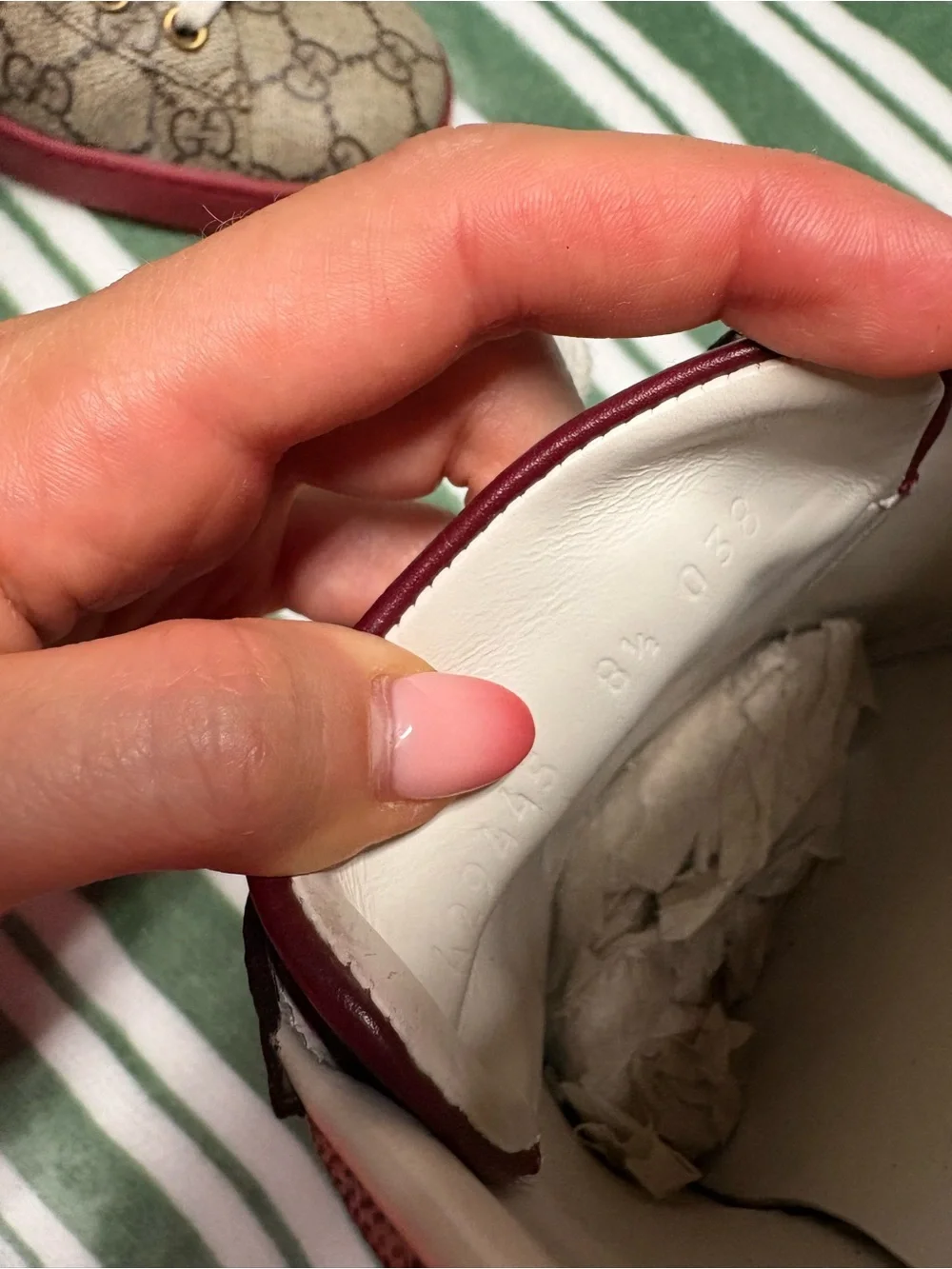 Gucci Tan GG Supreme Low-Top Sneakers with Red & Blue Web